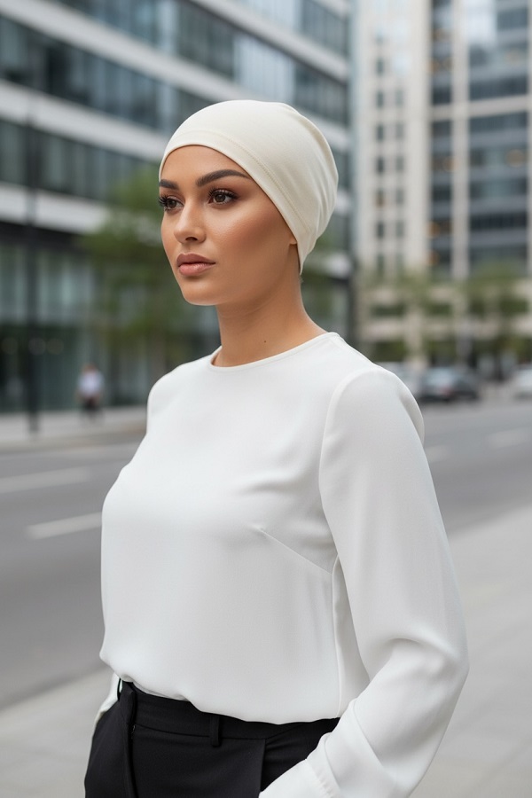 GORRO DE DESCANSO TONOS: PALO DE ROSA-BLANCO